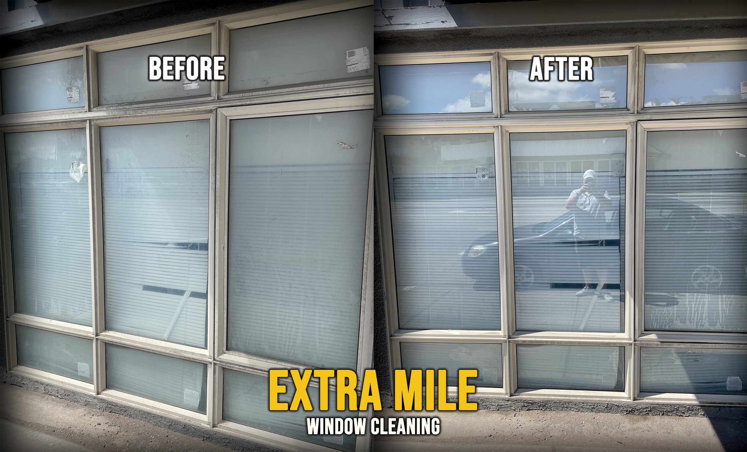 Before and after of windows that have been cleaned Professionaly
